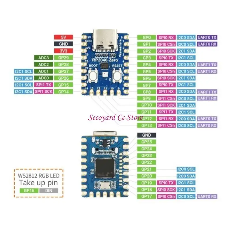 N3UC Original for PICO Development Board Module RP2040-Zero Microcontroller Cortex M0+ processor