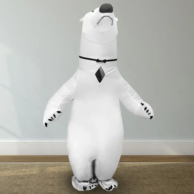 Disfraz inflable de oso Polar blanco para adultos, disfraces de Anime, disfraz de mascota para hombres, disfraces de fiesta de Halloween, Cosplay