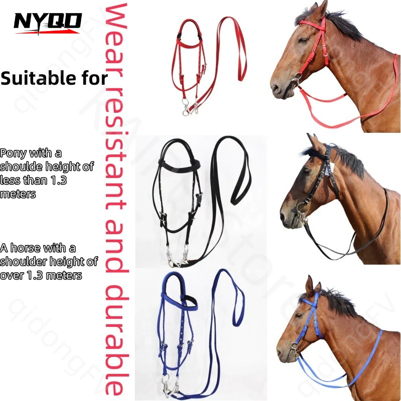 Horse Halter Reins Small and Small Pony Harness Headgear Accessories Black Red and Blue Are Available in Three Colors