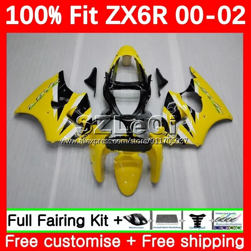 Injection + Decal For KAWASAKI NINJA ZX 6R 636 Light yellow 6 R ZX636 ZX6R 00 01 02 2No.12 ZX-636 ZX-6R 2000 2001 2002 Fairings