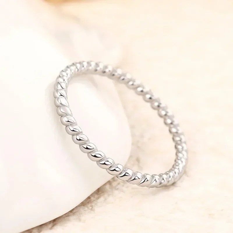 2026 New Fashion Classic Fried Dough Twists Ring Minimalist Thin Band Simple Female Finger Accessories Eternal Silver Jewelry