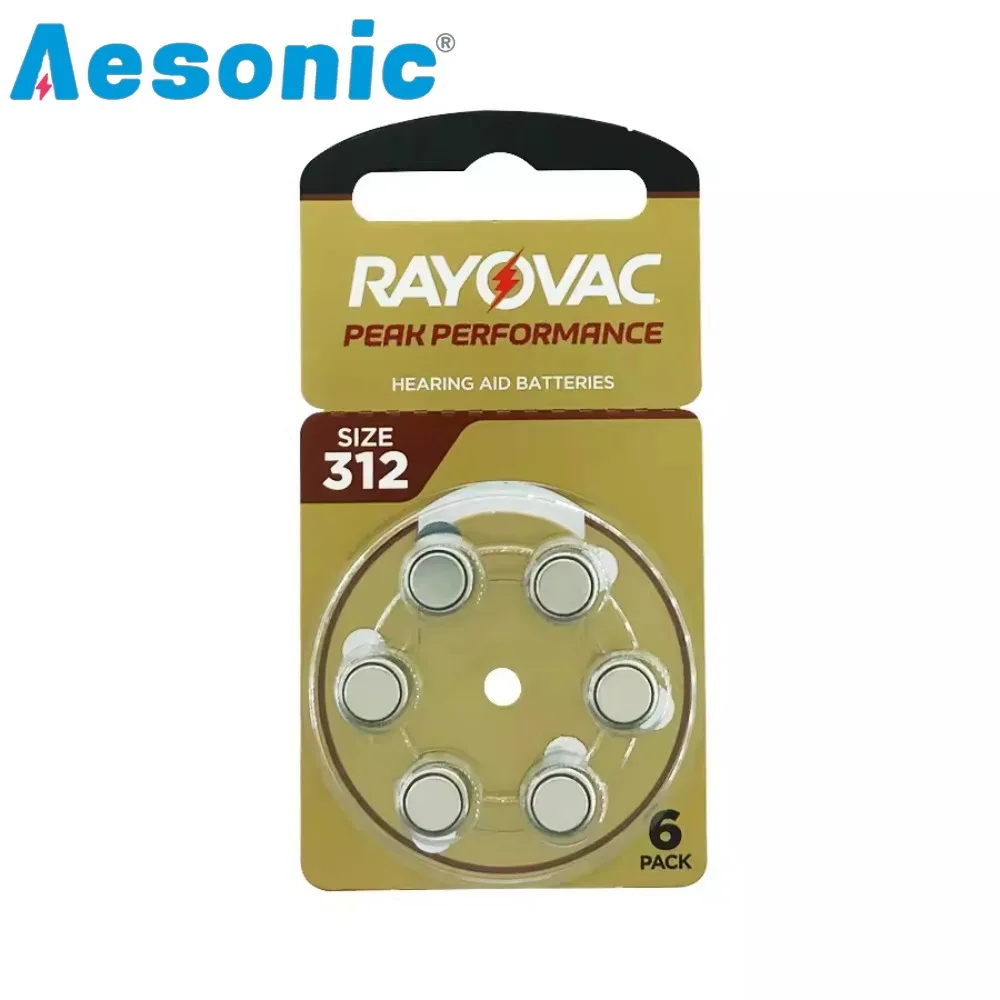 Hearing Aid Batteries 30PCS / 5 Cards RAYOVAC PEAK 1.45V 312 312A A312 PR41 Zinc Air Battery For BTE CIC RIC OE Hearing Aids