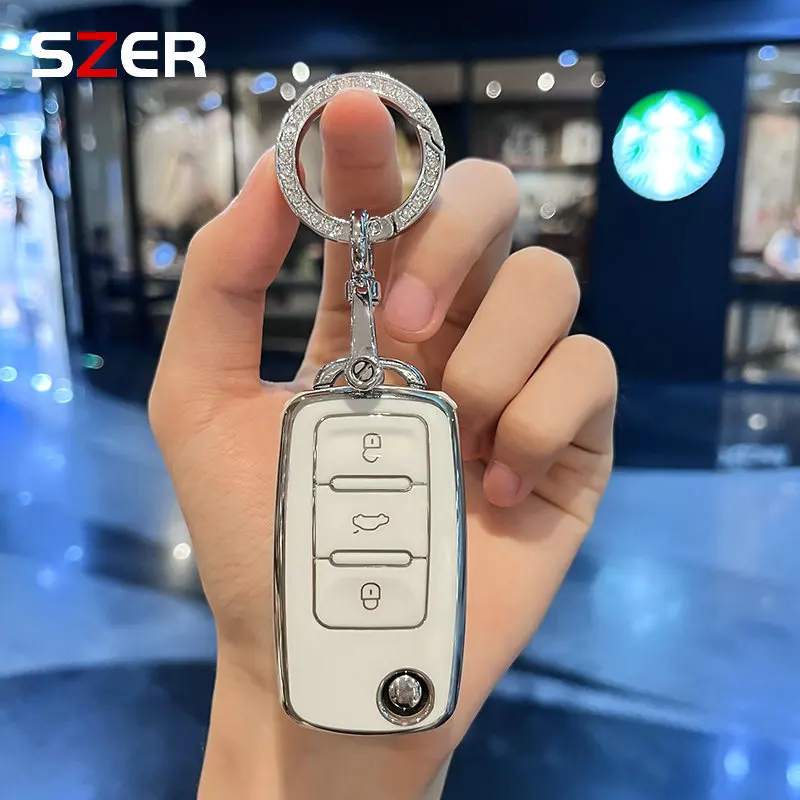 

TPU Shell Fob For VW Volkswagen MK4 Bora Golf 4 5 6 Jetta Passat Polo Bora Touran Skoda Seat Car Key Case Cover Keychain
