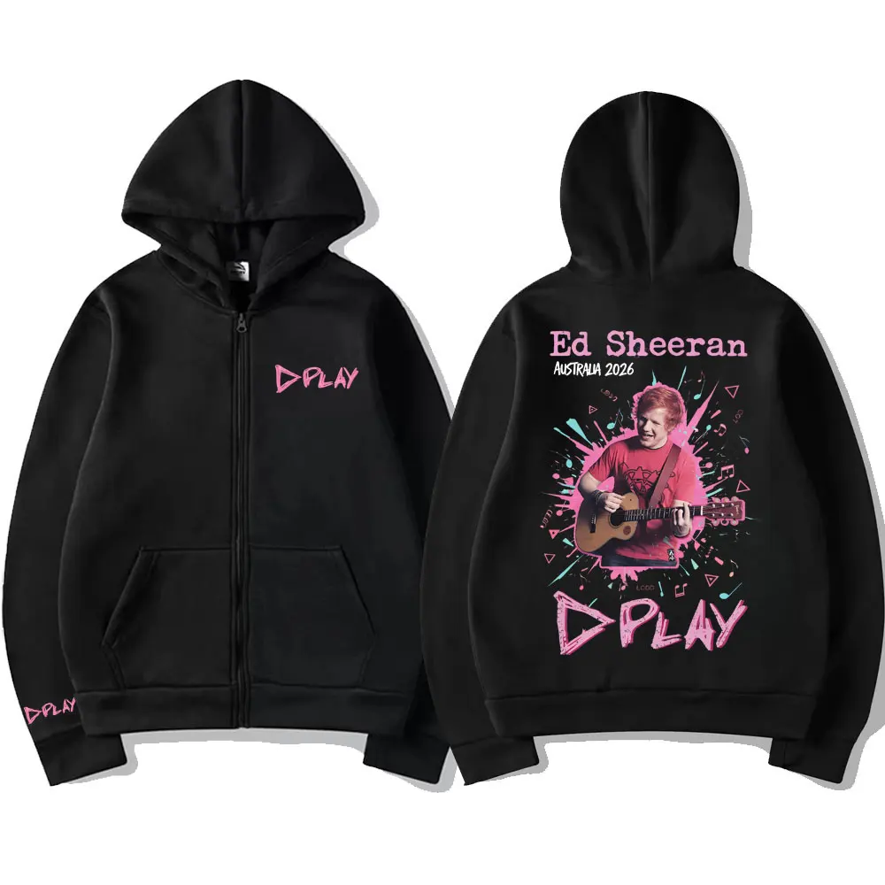 

Ed Sheeran Play Tour 2026 Zipper Hoodie Men Women Fashion Hip Hop Oversized Zip Up Jacket Unisex Fleece Cotton Zip Up Sweatshirt