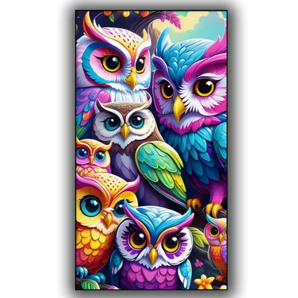 Mysterious Colorful Cute Owl 5D Diy Diamond Painting Sale Full Square Round Diamond Mosaic Cross Stitch Embroidery,Home Decor