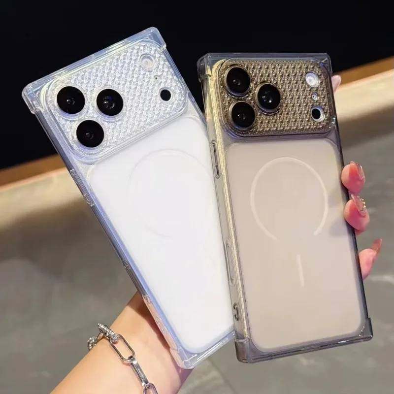 Luxury Solid Color Square Frosted Soft TPU Phone Case For iPhone 18 17 16 15 Pro Max Large Window Shockproof Cover