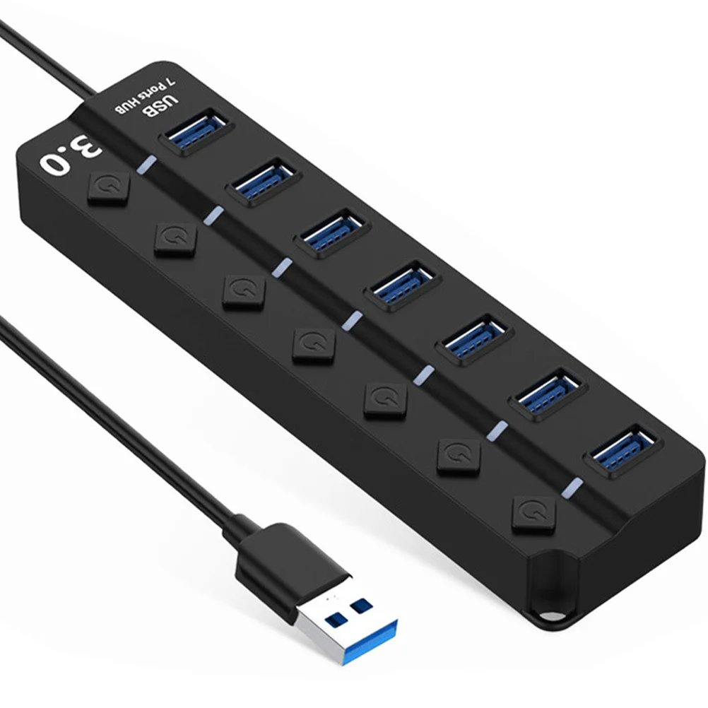 7 ポート USB 3.0 ハブ高速 5Gbps 厚みのある銅コア LED インジケーター バックアップ電源プラグプレイ複数の USB アダプター