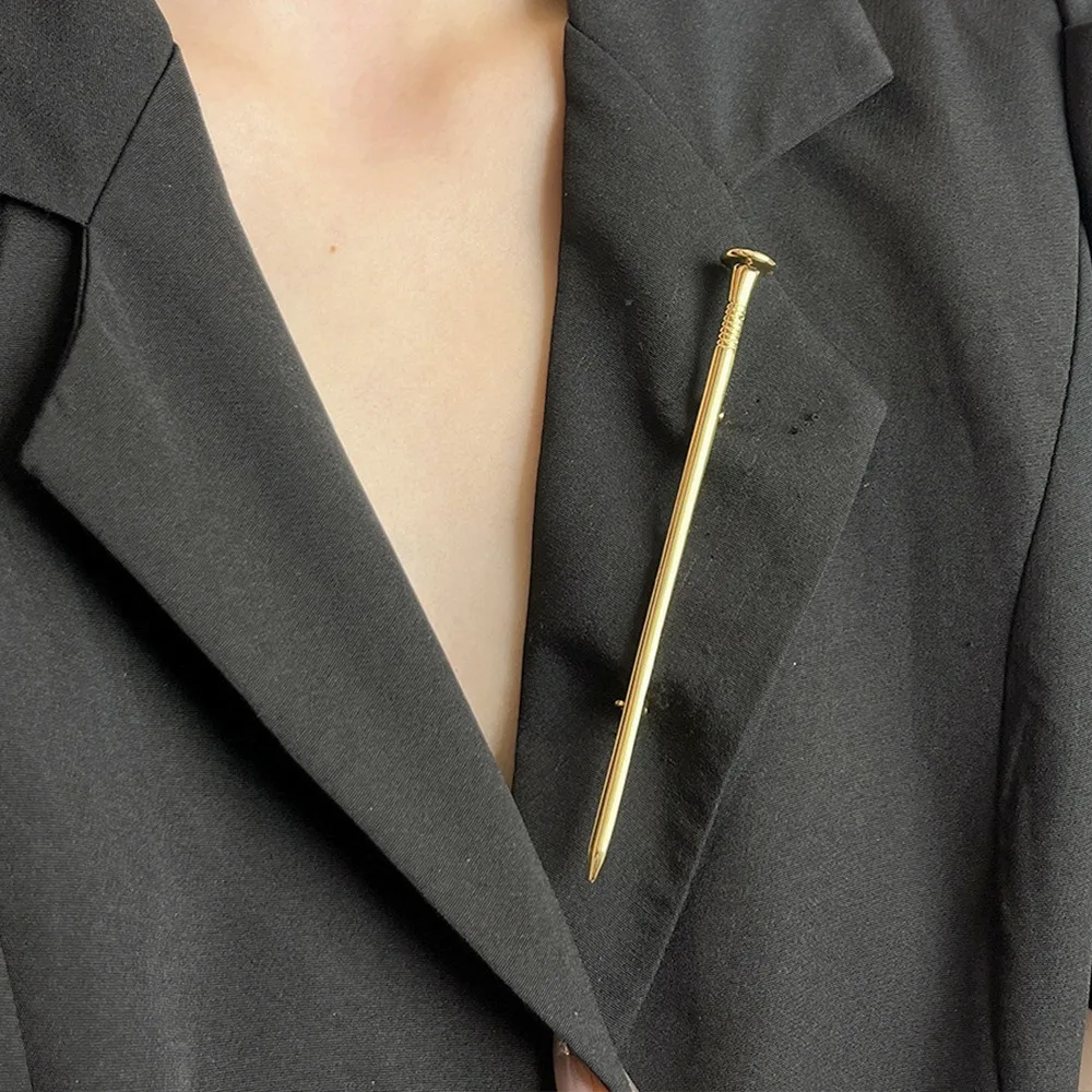 Punk Solid color Nail Brooch Metal Unisex Suit Corsage Pins Bright Gifts Exquisite Pins Clothing Accessories