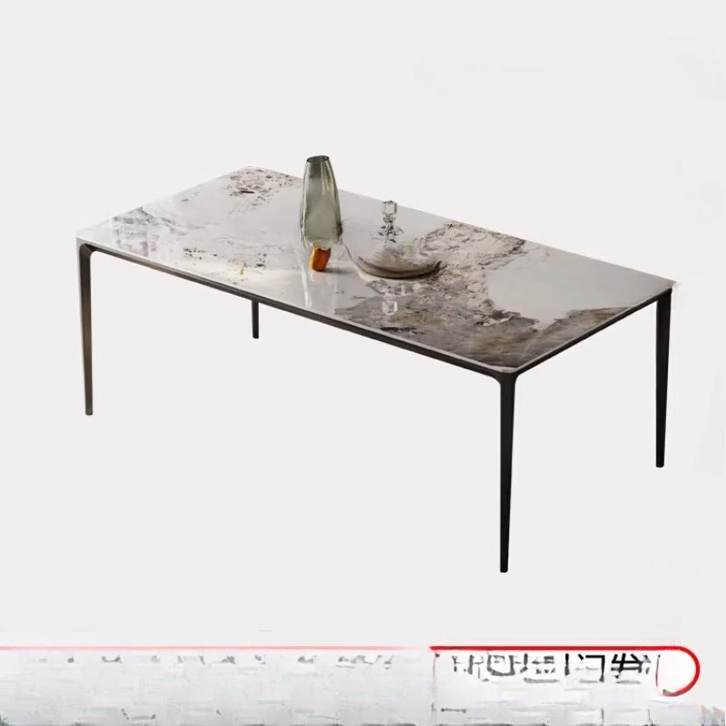 

Aluminum slate dining table and chairs, Italian minimalist dining table