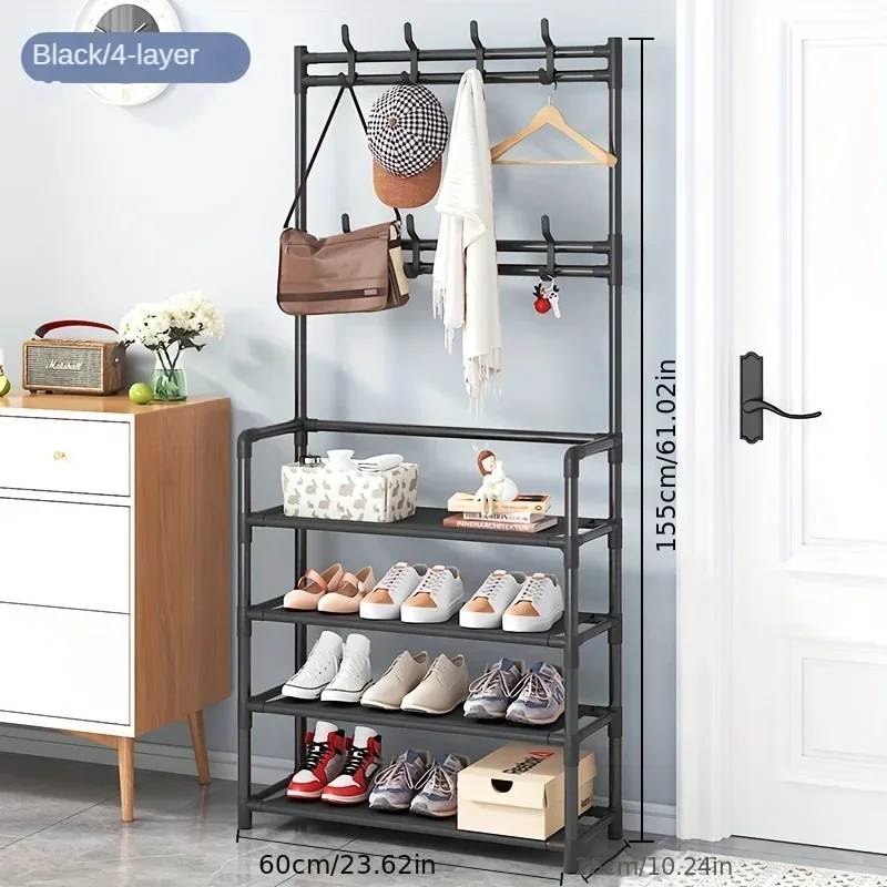 NEW 1pc, Coat Rack, Shoe Rack For Entryway, Shoe Organizer For Entryway Bench Hall Tree With Hooks For Bedroom, Rack Coat Combo