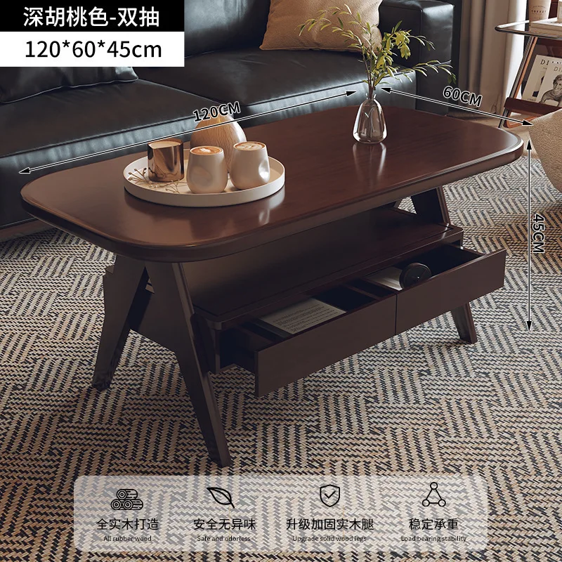 Nordic all solid wood coffee table antique low table living room surprise quiet tea table simple with drawer storage Japanese