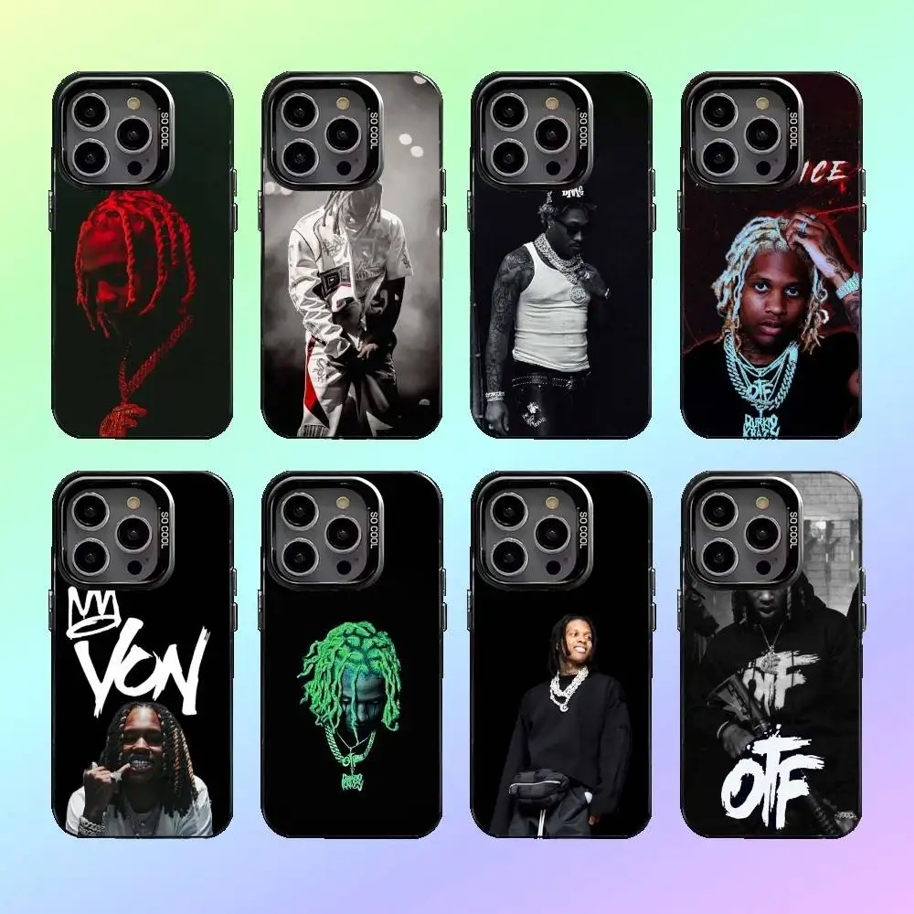 

L-Lil Durk Rapper Phone Case For iPhone17,16,15,14,13,12,11 Lens Border Silver Plated Cover Candy Matte Cover
