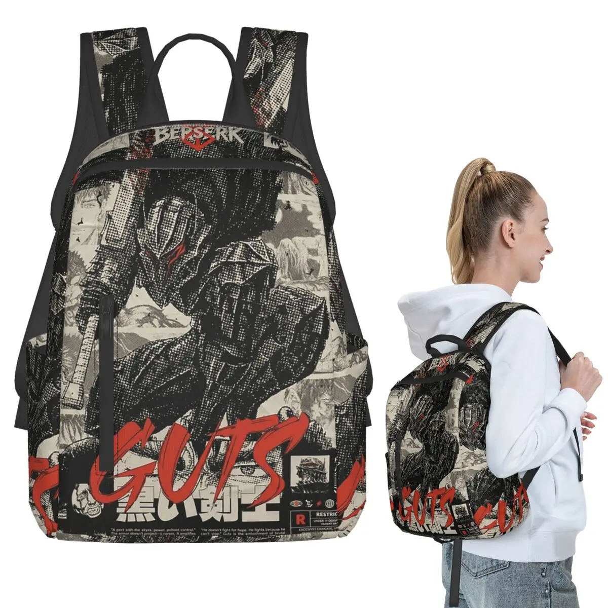 

Guts Sword In Berserk Anime Backpack Student BookBag Children School Bag Laptop Shoulder Bags Boys Girls