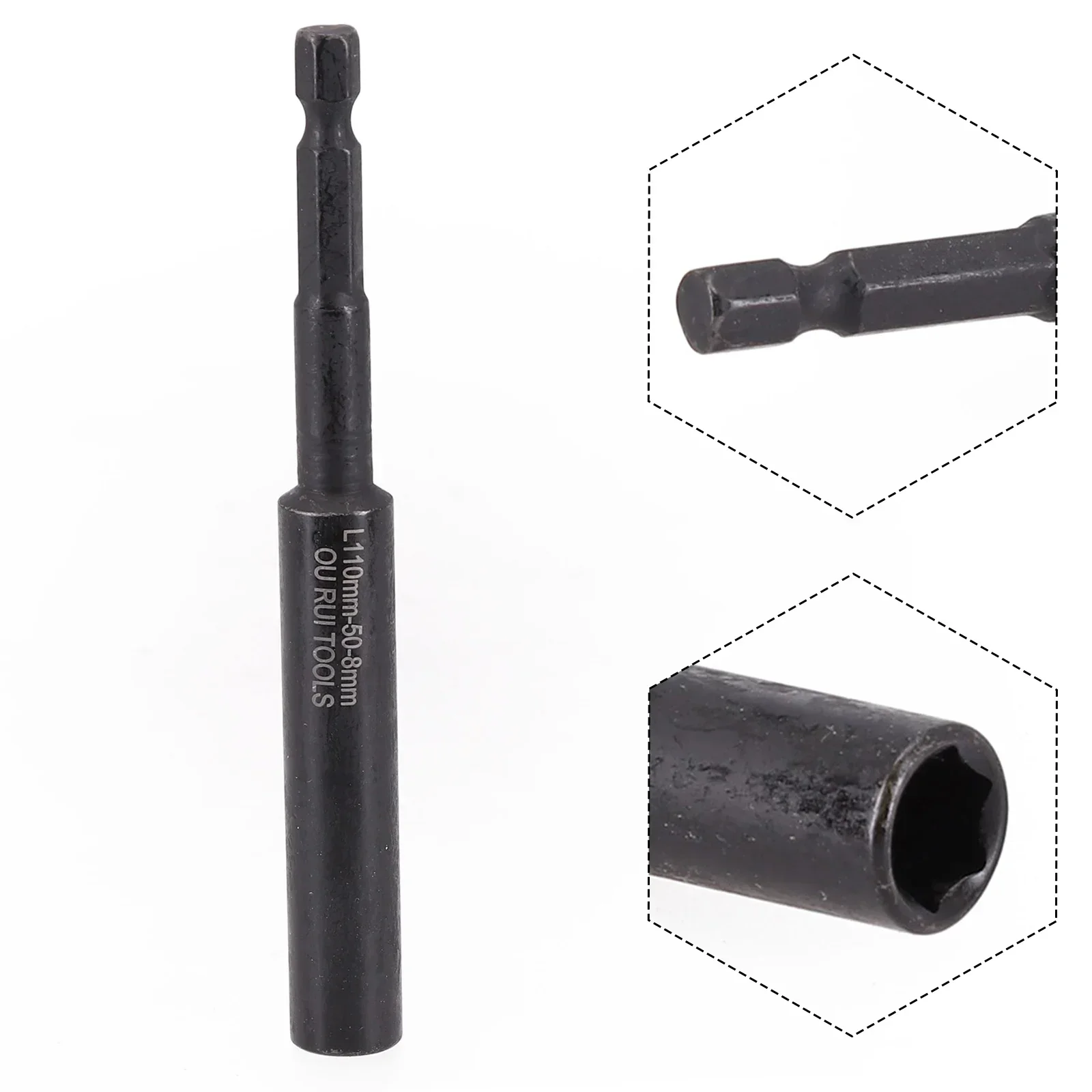 1pc 육각형 소켓 110mm 심화 소켓 렌치 육각 너트 드라이버 드릴 비트 H8-H14 슬리브 어댑터 전기 렌치 소켓