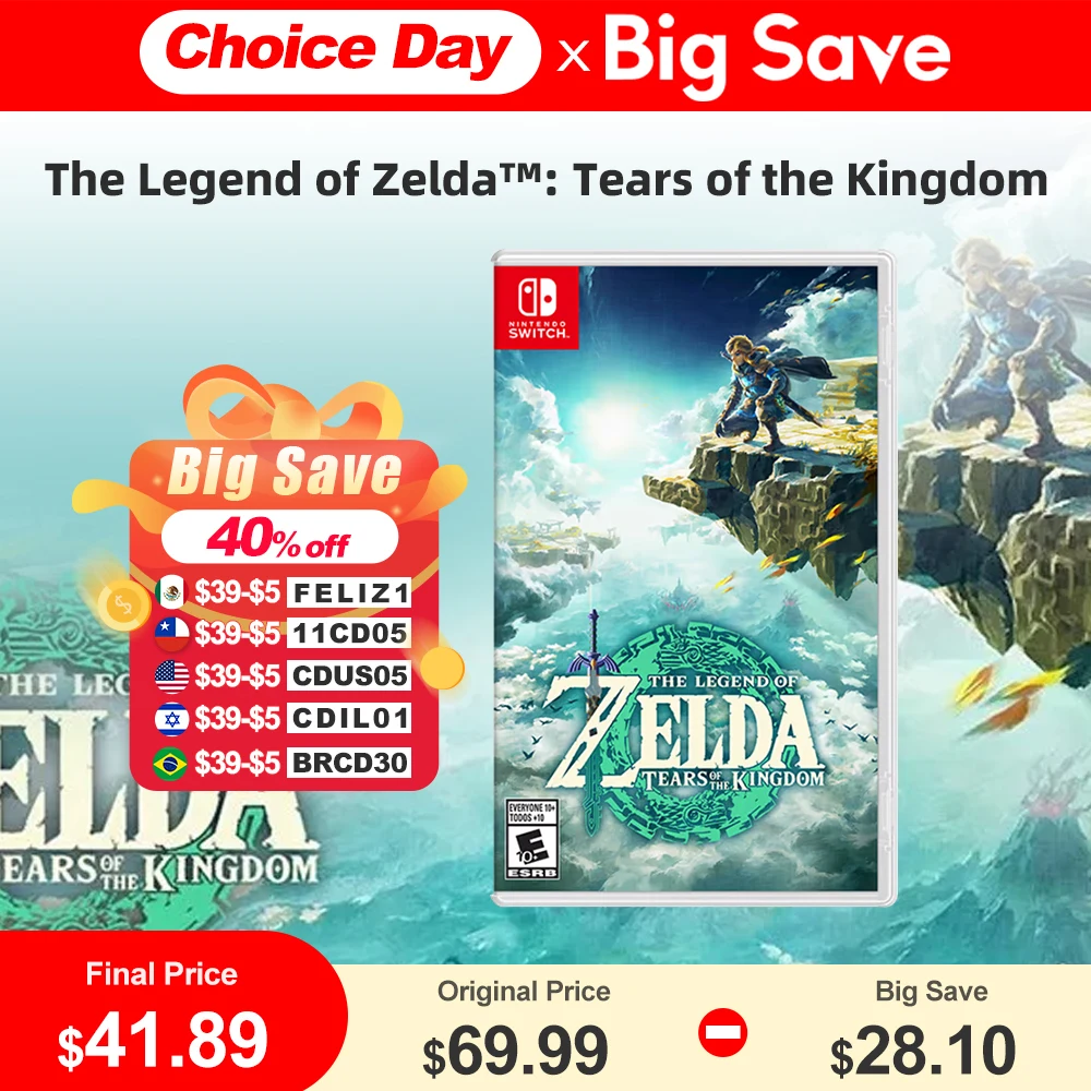 Nintendo Switch Game Deals Zelda : Tears of the Kingdom Physical Game Card In Stock 1 Player Action Genre For Game Console