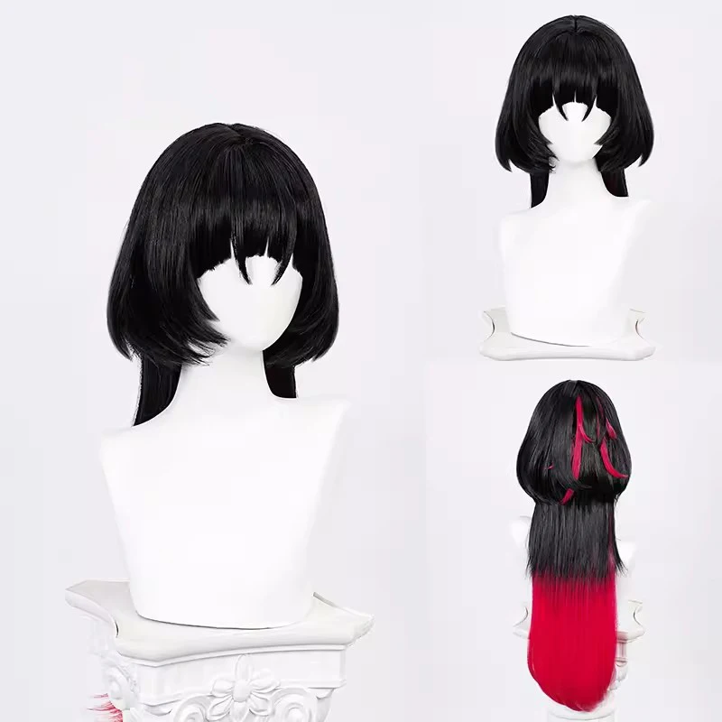 Zenless Zone Cosplay Wig para Mulheres, Zero Jane Doe, Preto, Vermelho, Cabelo Comprido, Eridu Game, Festa de Halloween, Meninas Role Play Props, Novo