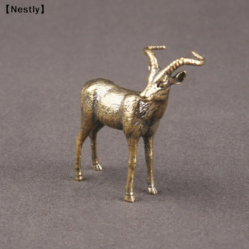 Vintage Brass Leader Sheep Statue Desktop Ornament Metal Cute Figurines Miniatures Home And Office Decor Car Ornaments〔Nest〕