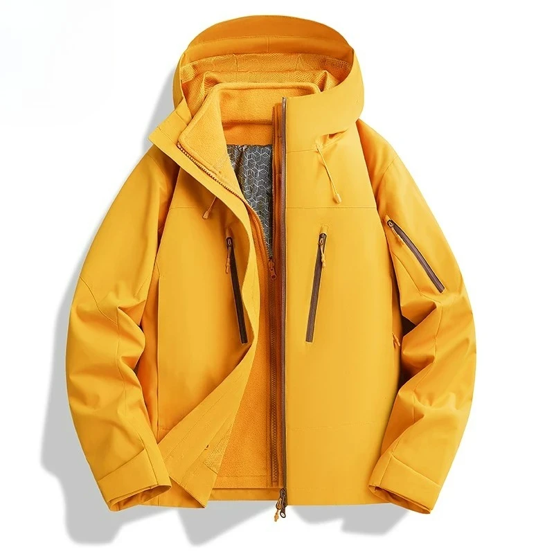 

Popular 3 in 1 Jacket Men Winter Thermal Lined Two Piece Set Windproof Jackets Mountain Climbing Hiking Travel Sports Coat