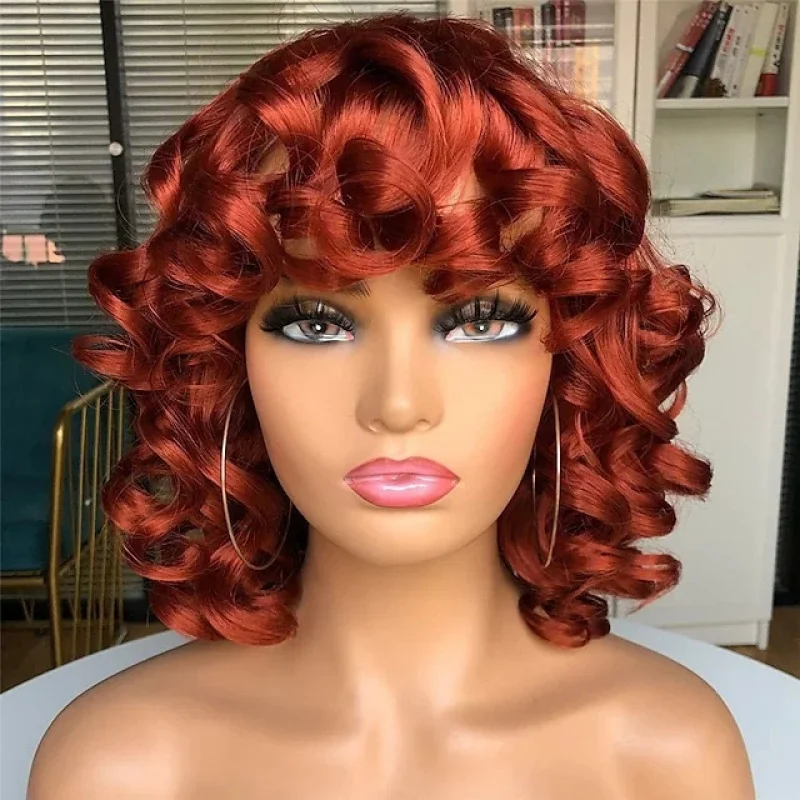 Lace , fashionable headpiece, small curls, short hair, Latin American style curly wig, full head black perm - view 3