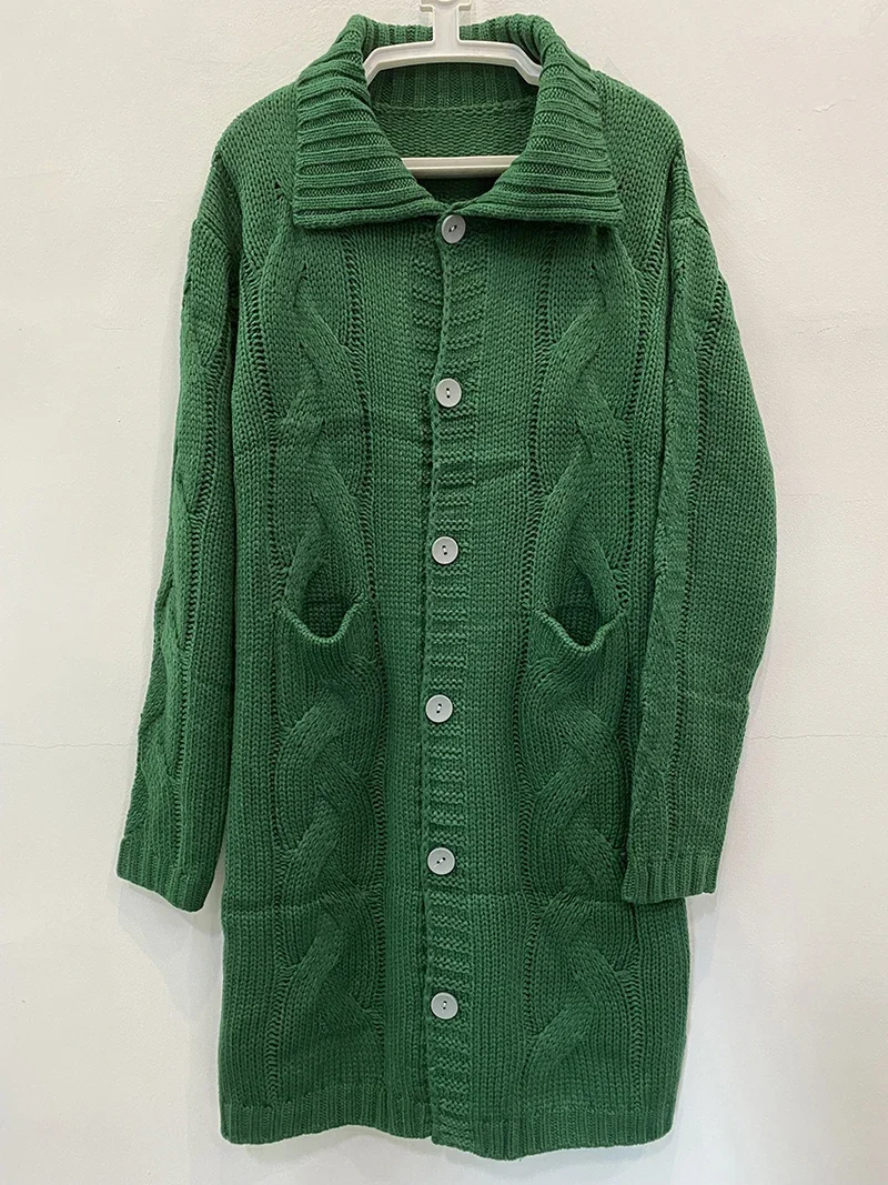 Cardigan lavorato a maglia 2024 per donna autunno inverno maglione da donna sciolto doppia tasca oversize Casual lungo Streetwear