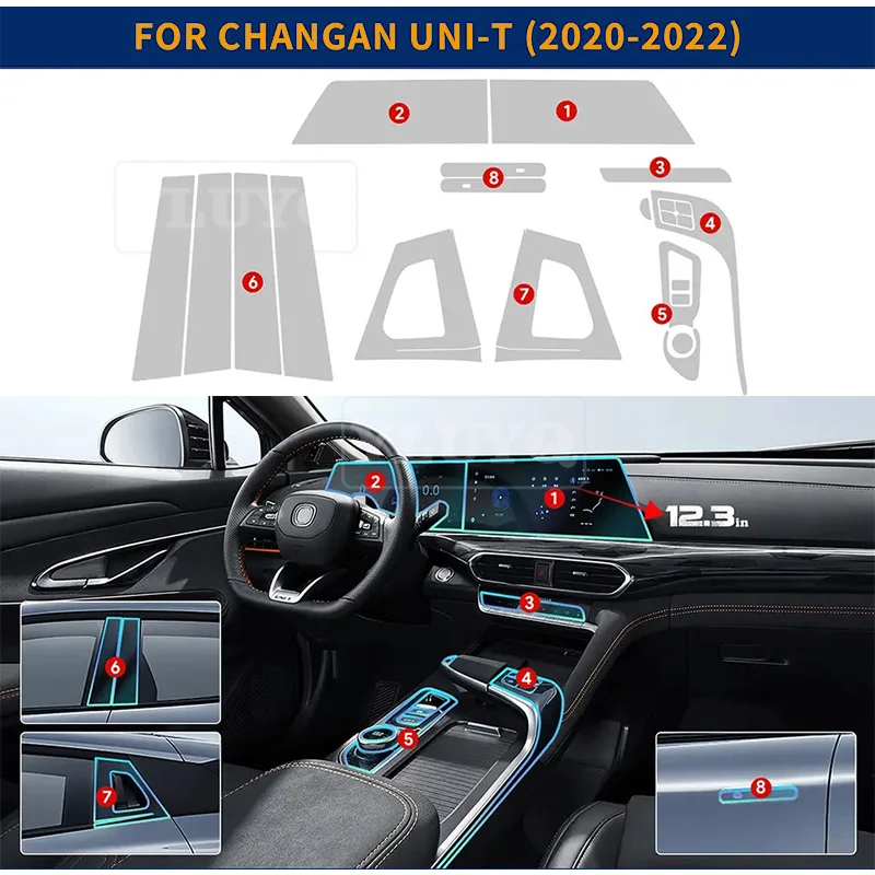 

Car Interior Film TPU for Changan UNI T UNI-T 2020 2021 2022 Accessories Transparent Protection Anti-scratch Dedicated Sticker