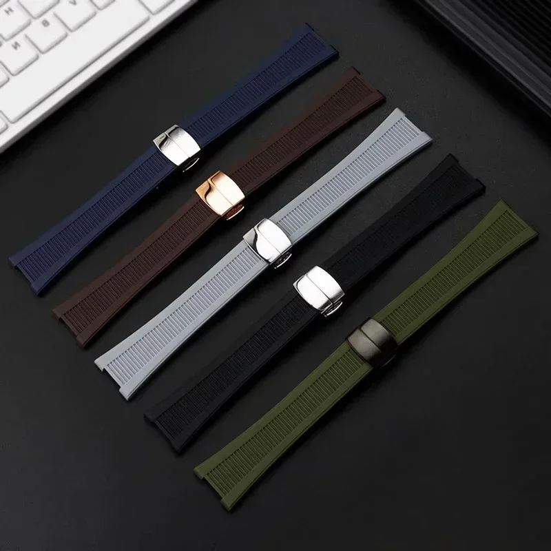 Silicone rubber watch strap 25*13mm High-quality soft stripe black brown gray green men’s For Patek Philippe Nautilus watchbands