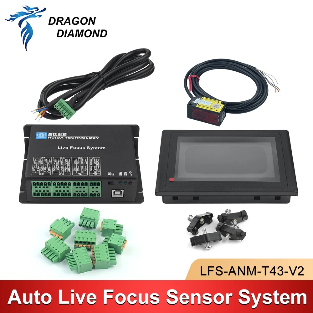 Ruida Auto Live Focus Sensor System LFS-ANM-T43-V2 Hybird Laser Head Driver for Nonmetal Plywood Wood CO2 Laser Cutting Machine