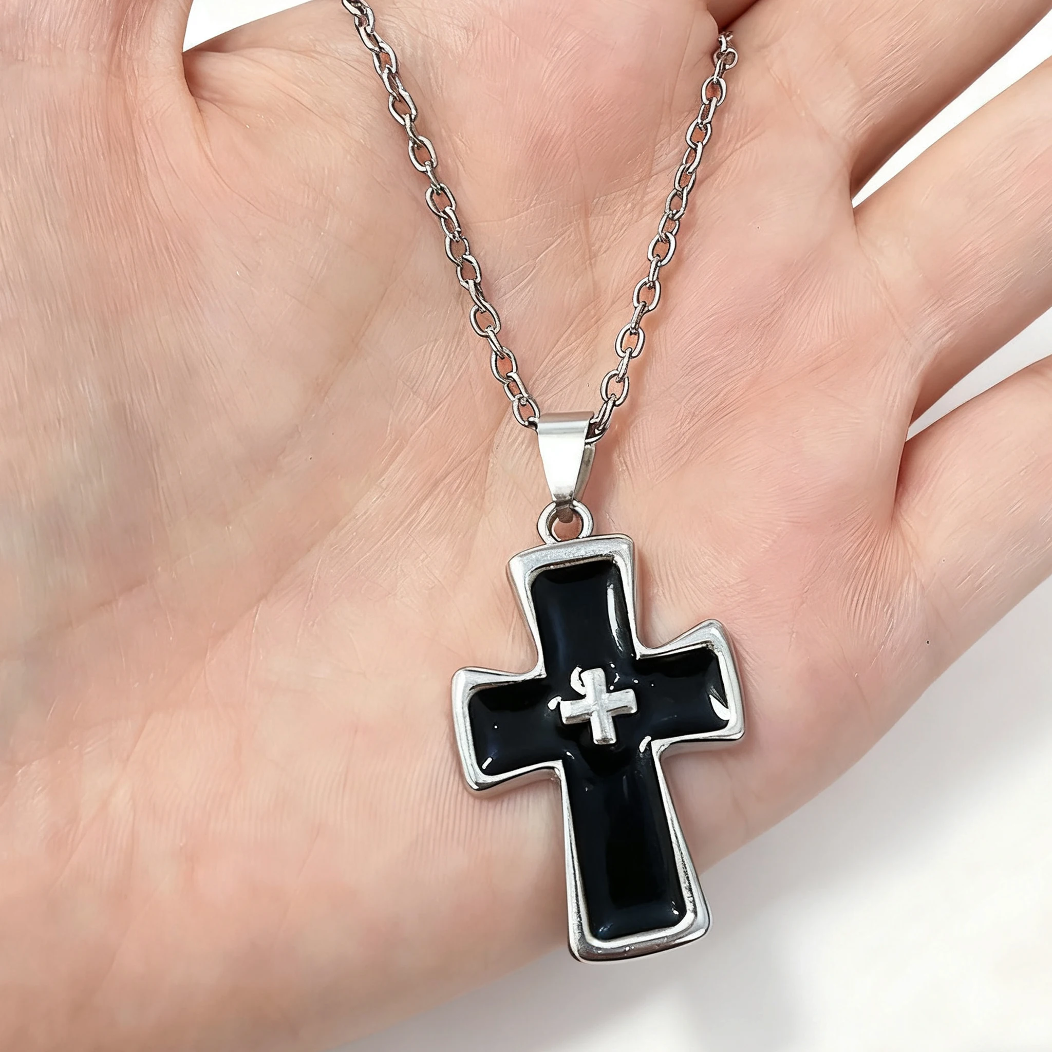 1 piece Gothic Punk Fashion Charm Large Cross Pendants Choker Chains Necklace Women Y2K 2000s EMO Grunge Accessories Jewelry