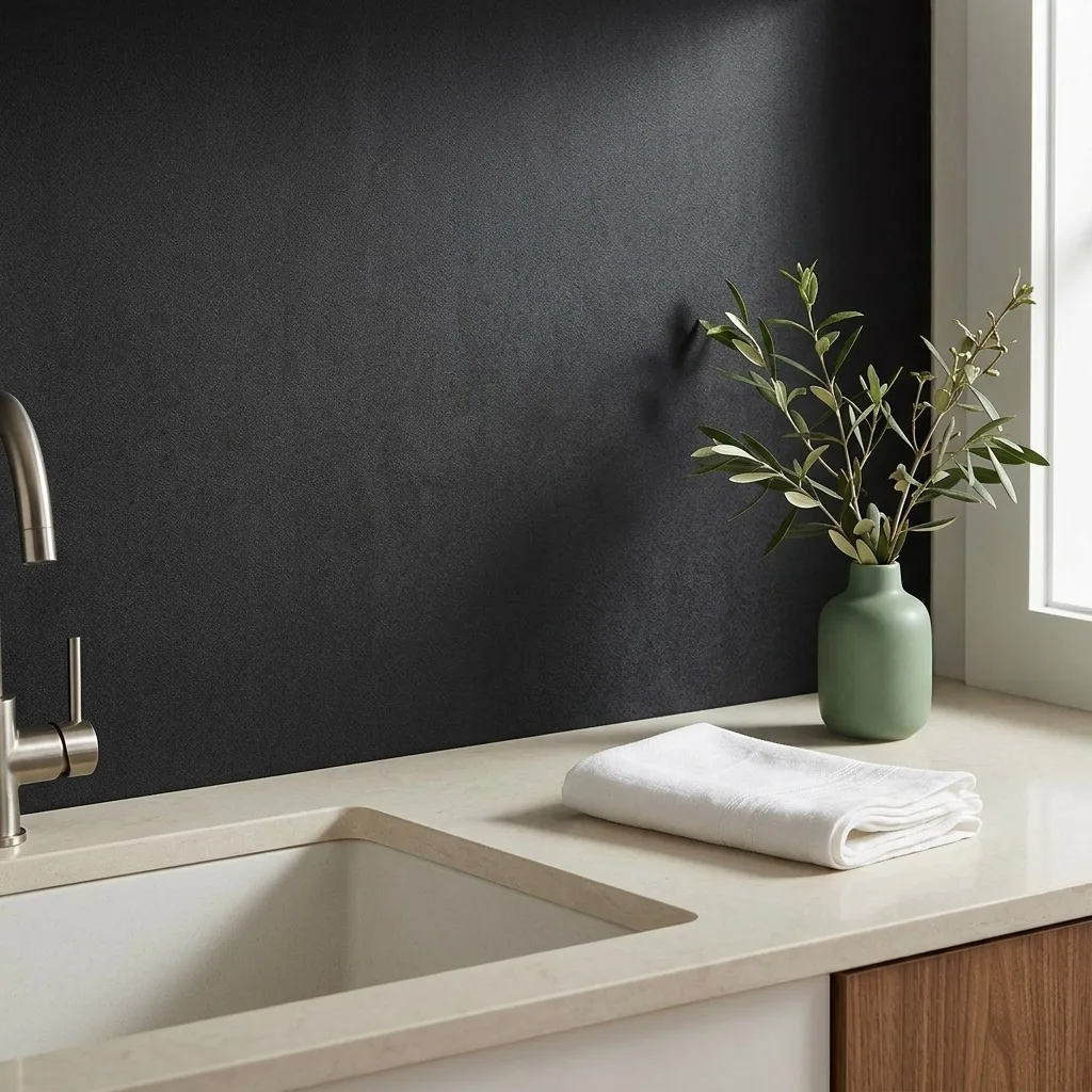 Matte Black Self-Adhesive and Removable Vinyl Wallpaper Waterproof Contact Paper for Cabinets Countertops Wall Covering