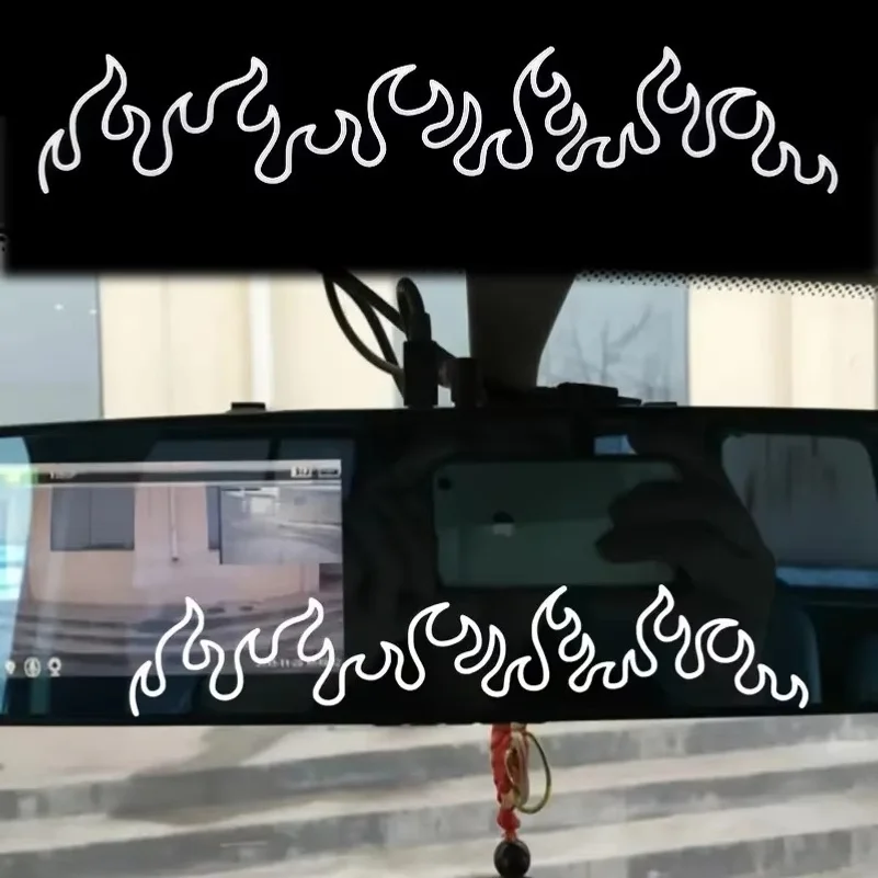 1PC Auto Rearview Mirror Sticker: White Flame Design for Decoration For Car Motorcycle Bicycle Moto Laptop Dashboard Mirror