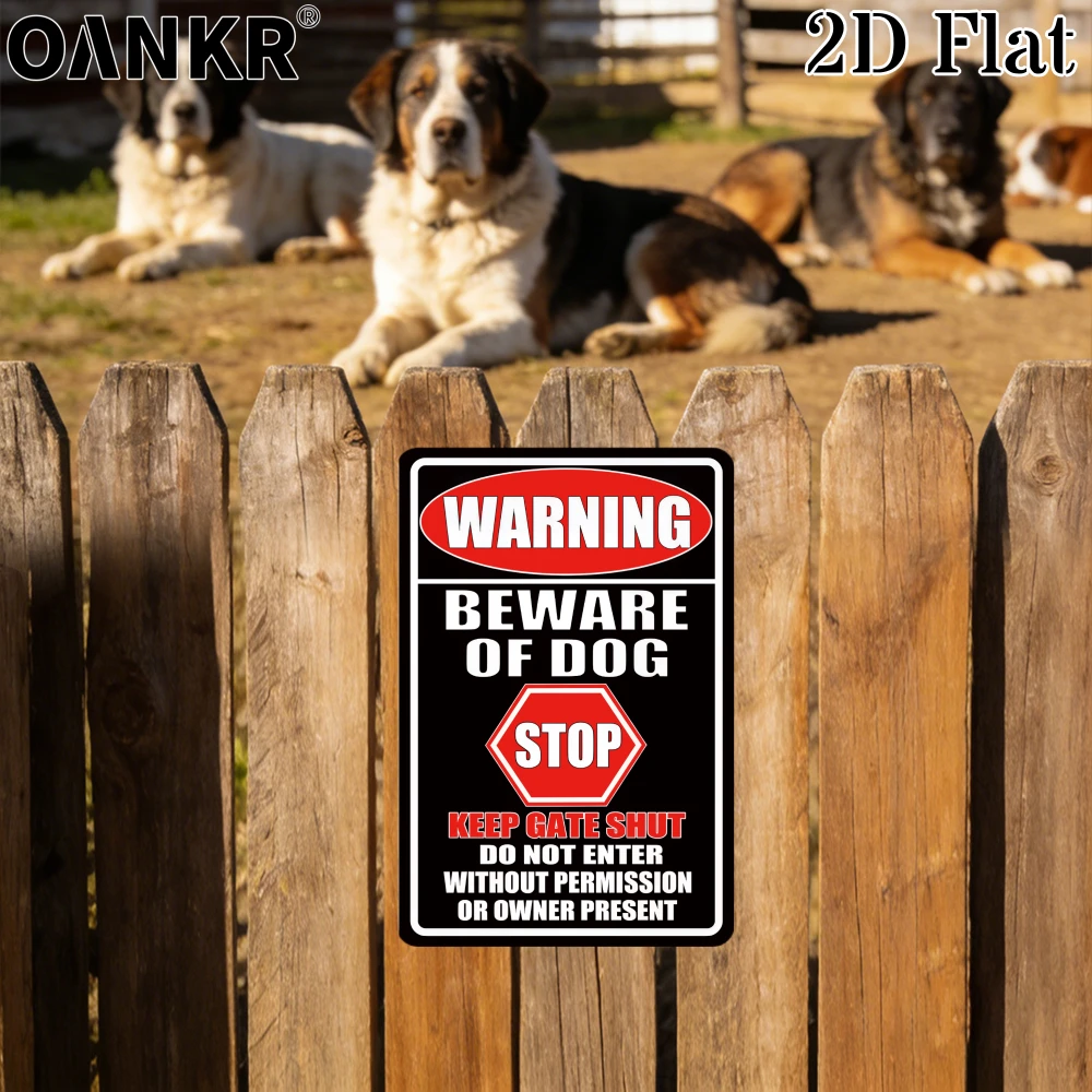 Vintage Warning Beware Of Dog Metal Tin Sign, Ideal Gift Chic Stop Keep Gate Shut Do Not Enter Without Permission Metal Signs