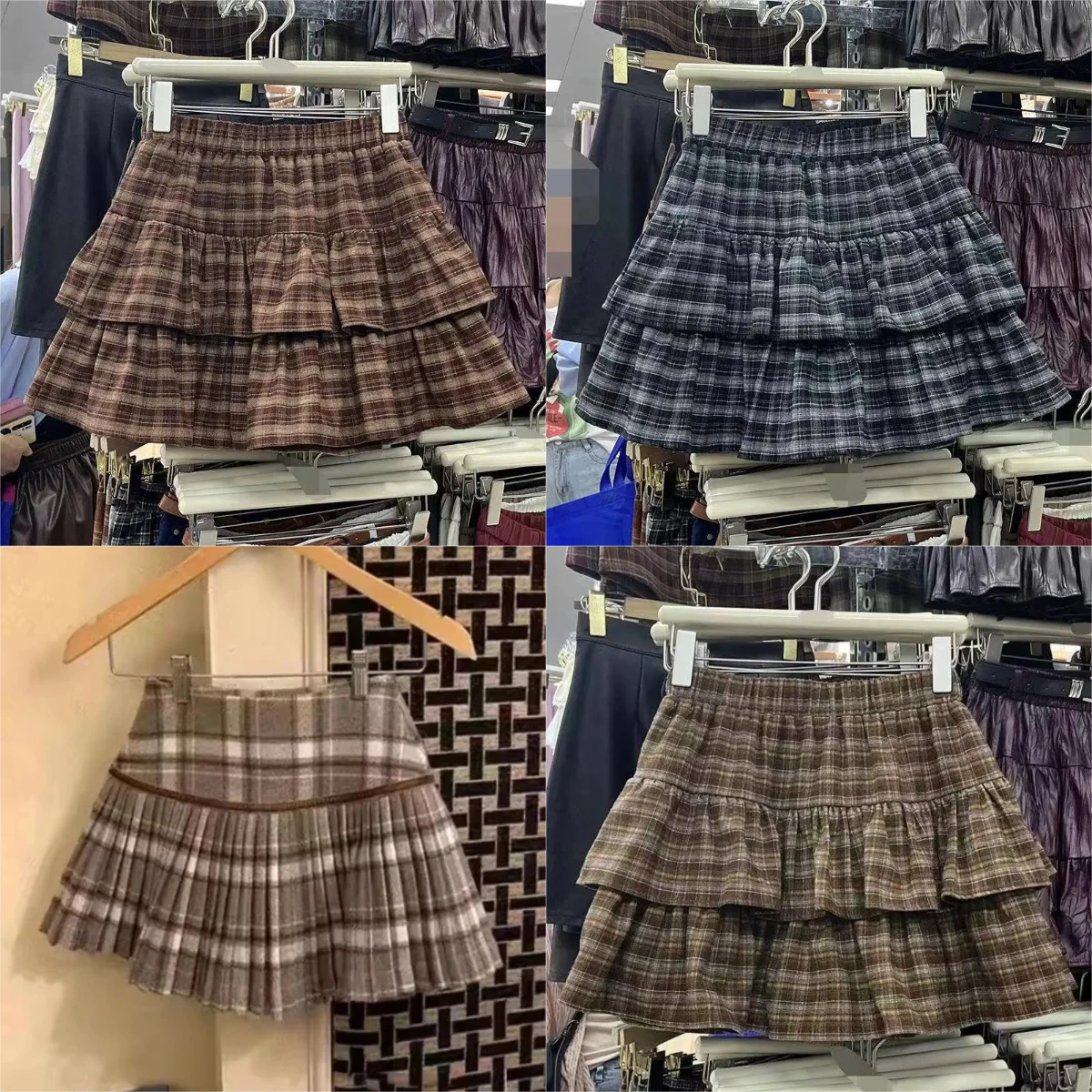 

Французские элегантные юбки трапециевидной формы, женские весенние новые кружевные американские винтажные клетчатые юбки, офисная женская корейская модная одежда, субкультура