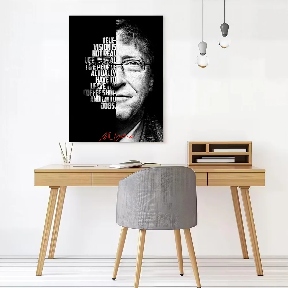 Bill Gates Printed Canvas Wall Art Customizable Paintings Poster Perfect Gift for Bathroom Decor Living Room Wand Deko Painting