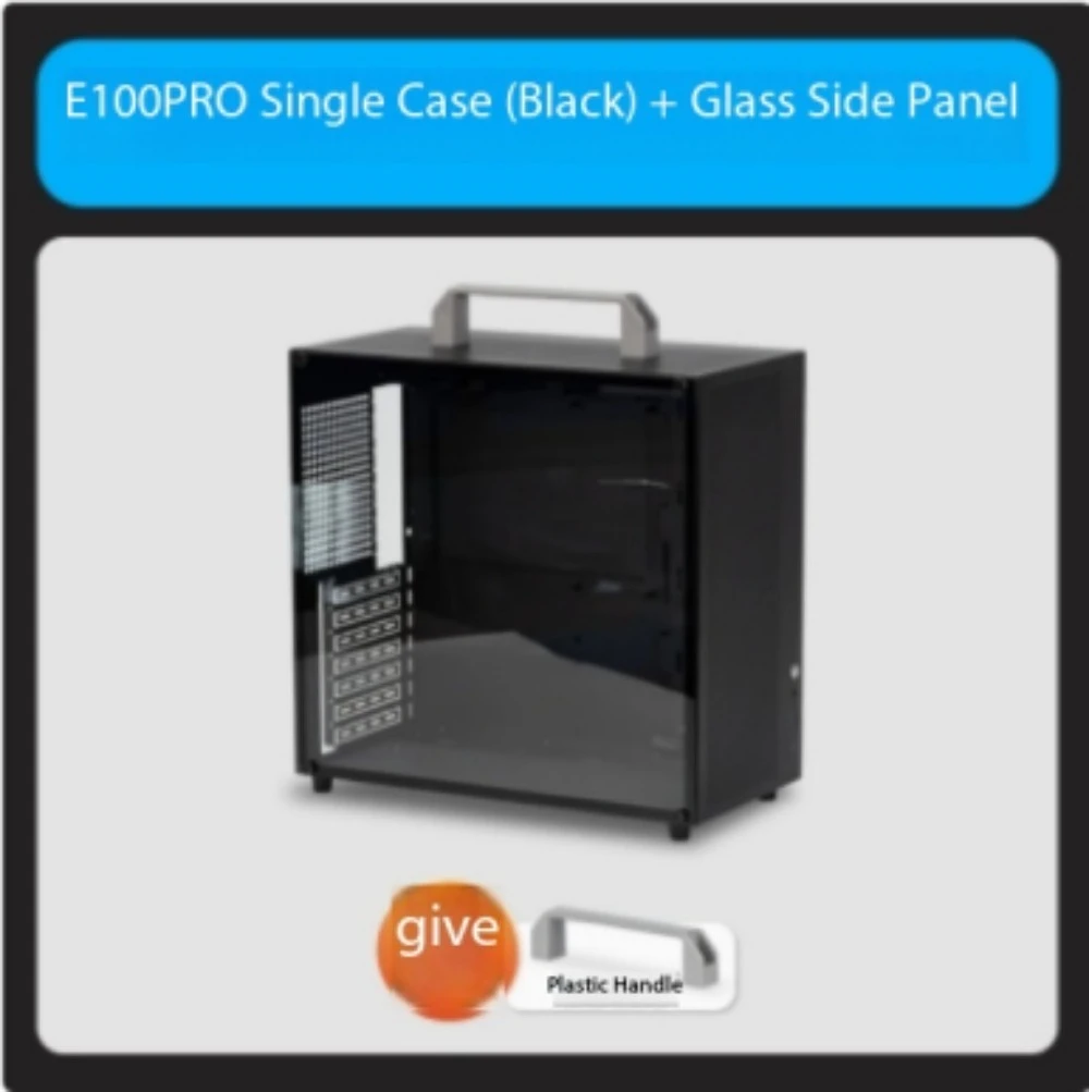 E100PRO Compact Mini Tower ATX mATX Chassis Tempered Glass Side Panel High Airflow Mesh Portable Desktop Gaming PC Case