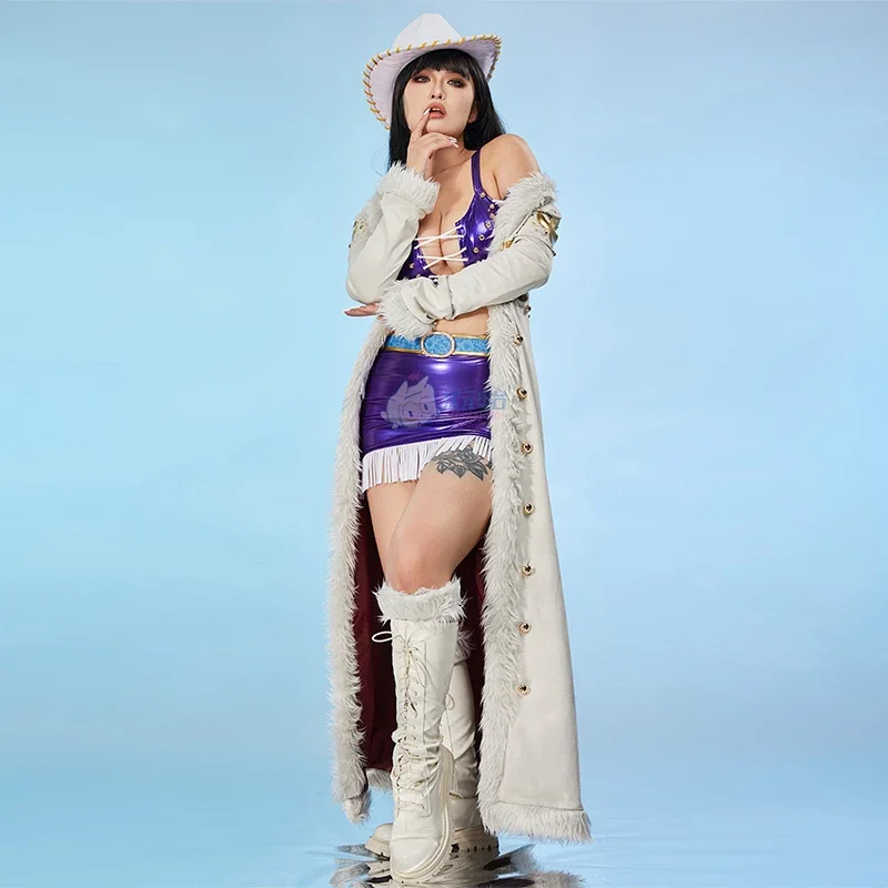 Anime One Piece Nico Robin Miss Allsunday Cosplay Costumes Women Sexy Leather Top Skirt Coat Hat Suit Halloween Carnival Uniform
