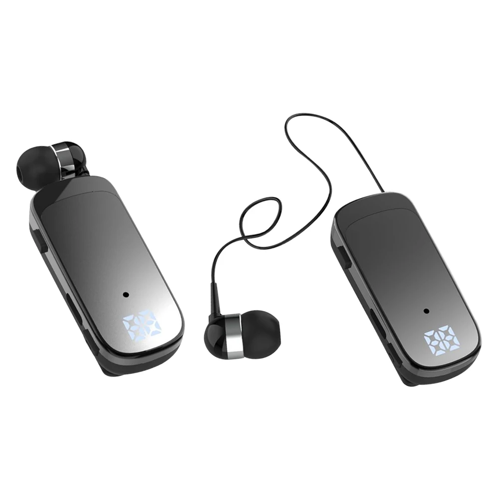 K65 Wireless Bluetooth-compatible Earphones Retractable Lavalier Clip Headset Single Ear Handsfree with Wire Business Headphone