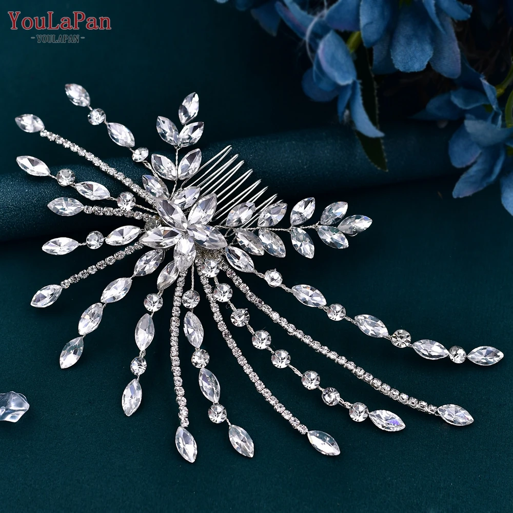 TOPQUEEN Bridal Hair Comb Wedding Headpiece Bride Headwear Bridesmaid Hair Accessories Women Handmade Rhinestone Jewelry HP557