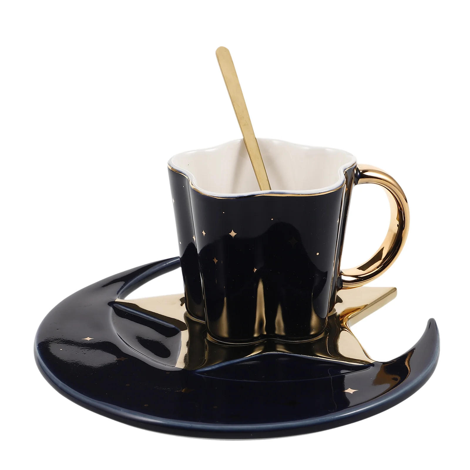 

1 Set Goldplated Handle Ceramic Coffee Mug Creative Star Moon Design Novelty Cup For Home Office Tea Cappuccino Cocoa Chocolate