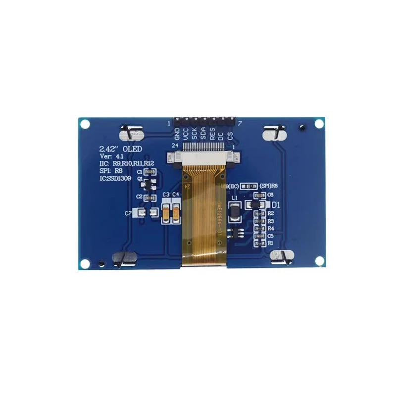 2.42 بوصة 2.42 "OLED وحدة عرض 128x64 LCD HD وحدة شاشة SSD1309 7 Pin SPI/IIC I2C واجهة تسلسلية لاردوينو UNO R3