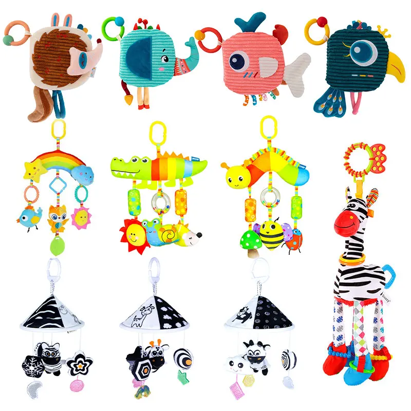 Newborn Babies Rattle 0-12 Months Stroller Hanging Toys Toddler Pram Toy Carriage Plush Stuff Bell Baby Development Games