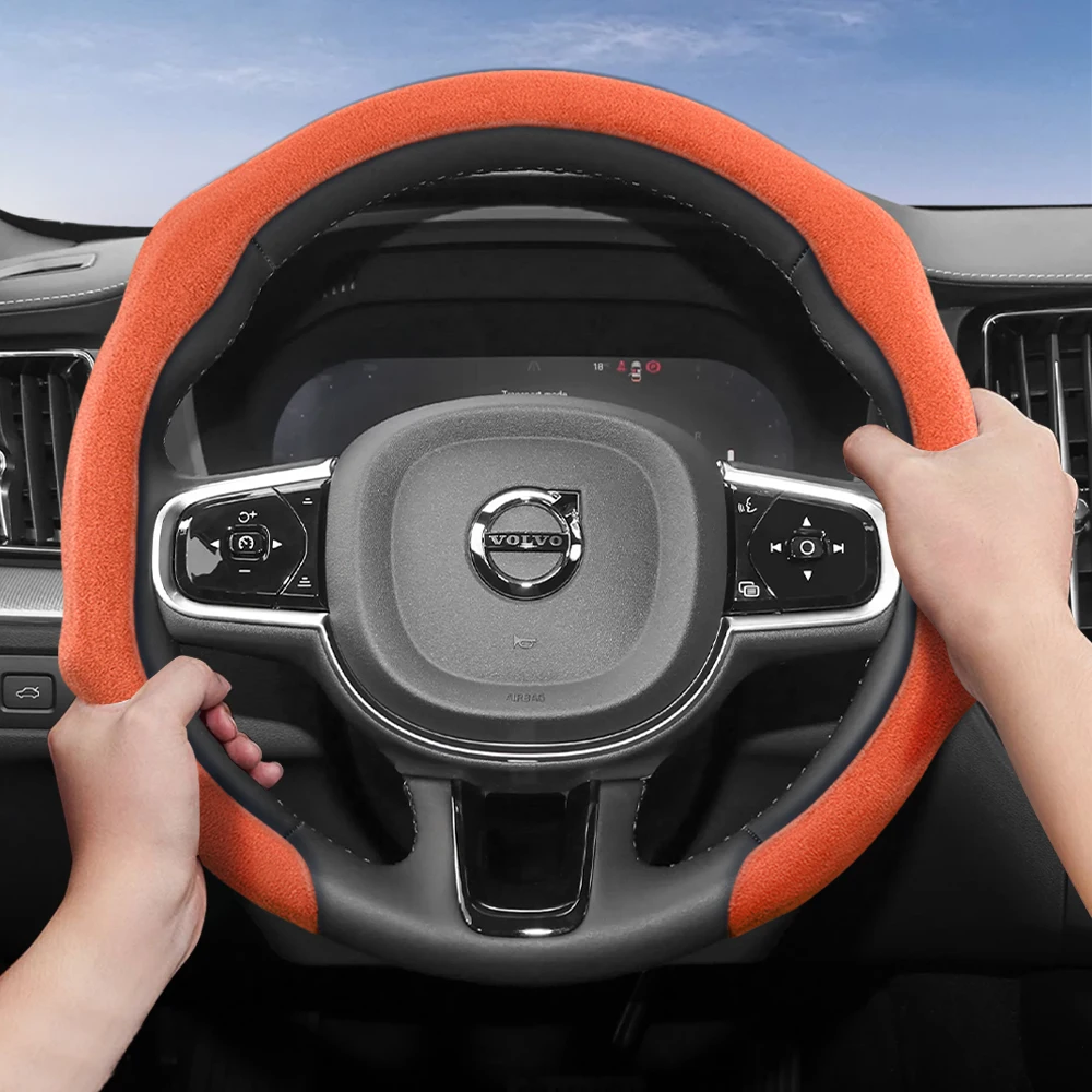 

Подходит для замшевого чехла на руль Volvo Premium, нескользящий и прочный XC60 XC40 EX30 XC90 S60 V60 EC40 EX90 V90, красный