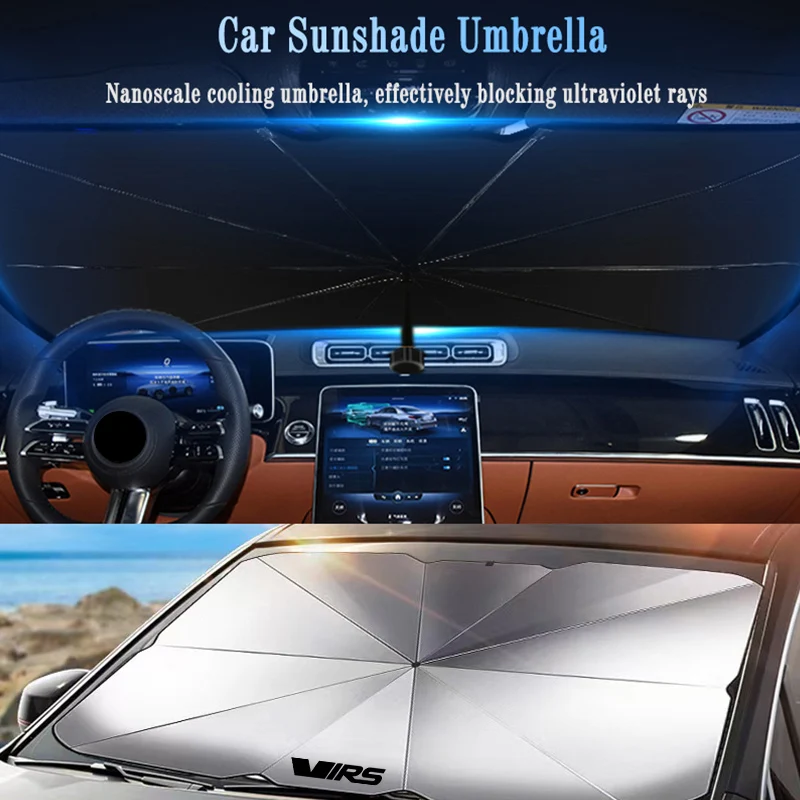 

Car Sunshade Umbrella Style Protection Foldable Parasol Sunscreen for Skoda Vrs Logo Car Front Window Windshield Accessories