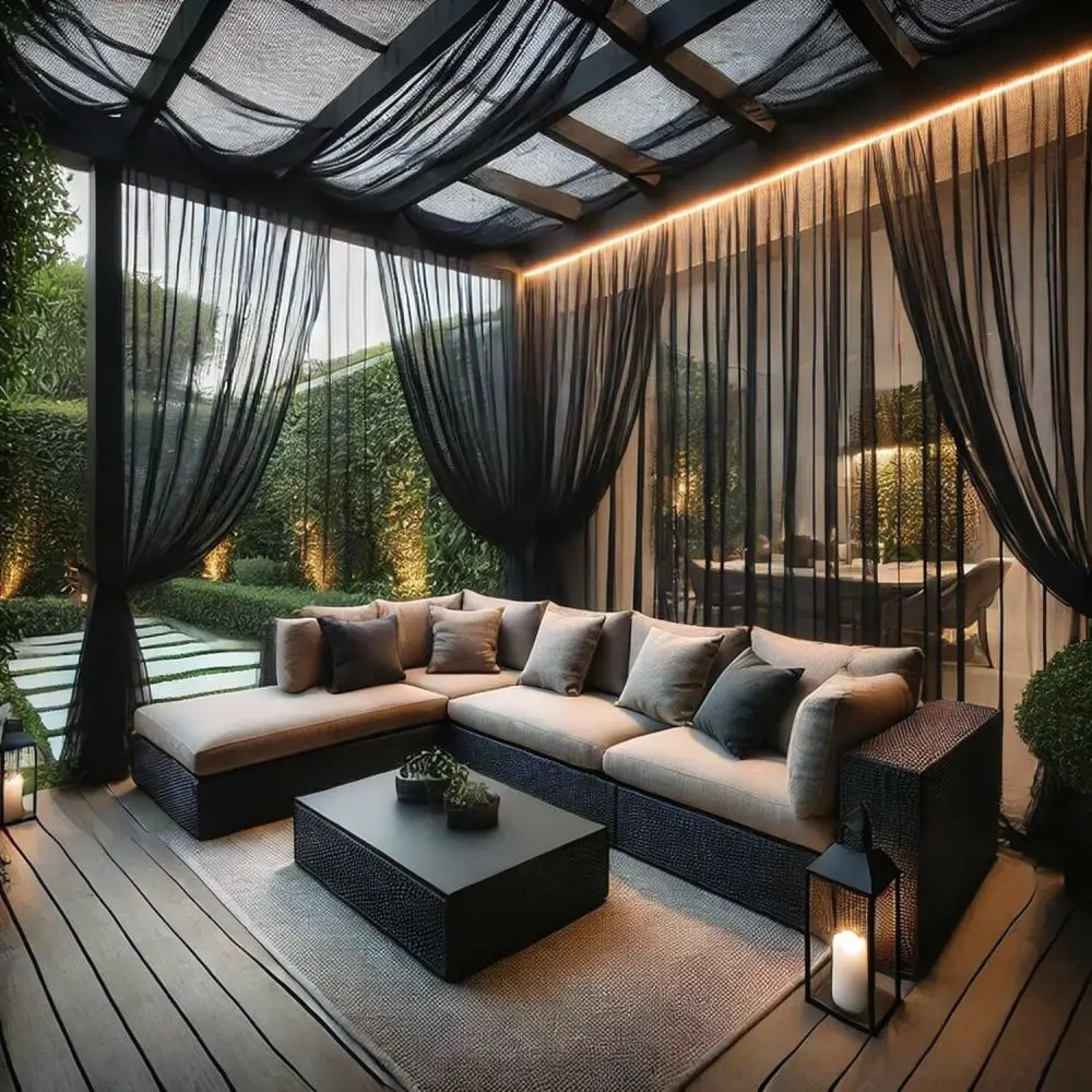 Breathable Garden Mesh Curtain Outdoor Mosquito Shield Patio Netting White Black Fabric Screen For Porch Gazebo DIY Hanging