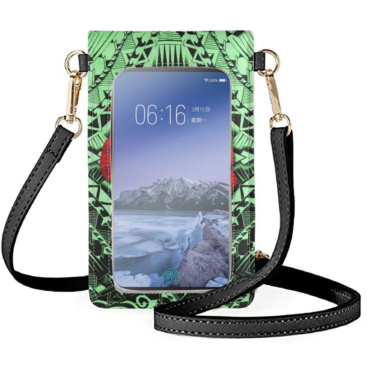 FORUDESIGNS Hibiscus Flower Cellphone Bags Protect Your Phone Tribal Tattoo Design Multi Pocket Satchel Decoration Pouch Storage