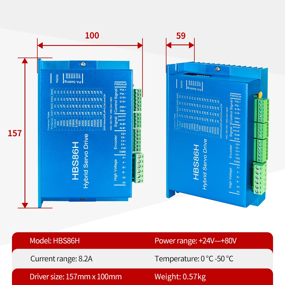 86x86x156+22mm High Torque Nema 34 Closed Loop Stepper Motor 12N.m Kit With Encoder and Hbs86h Driver
