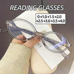 Vintage Women Reading Glasses Fashion Oval Small Frame Presbyopia Glasses Unisex Anti-blue Light Far-sighted Eyewear Plus Degree