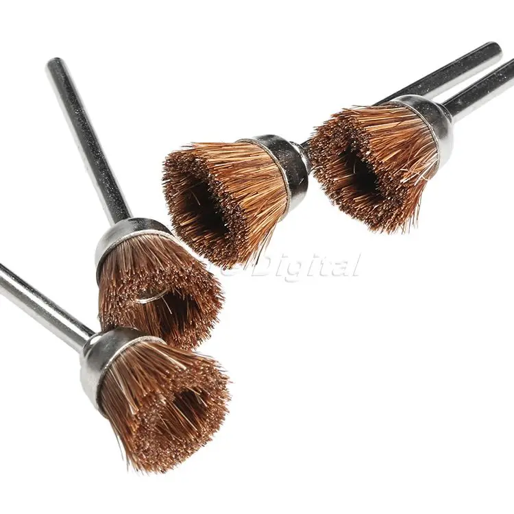 5Pcs 15mm Brown Soft Nylon Polishing Cup Brush Wheels Metal Buffing Polishing for Mini Drill Dremel Accessories Rotary Tools