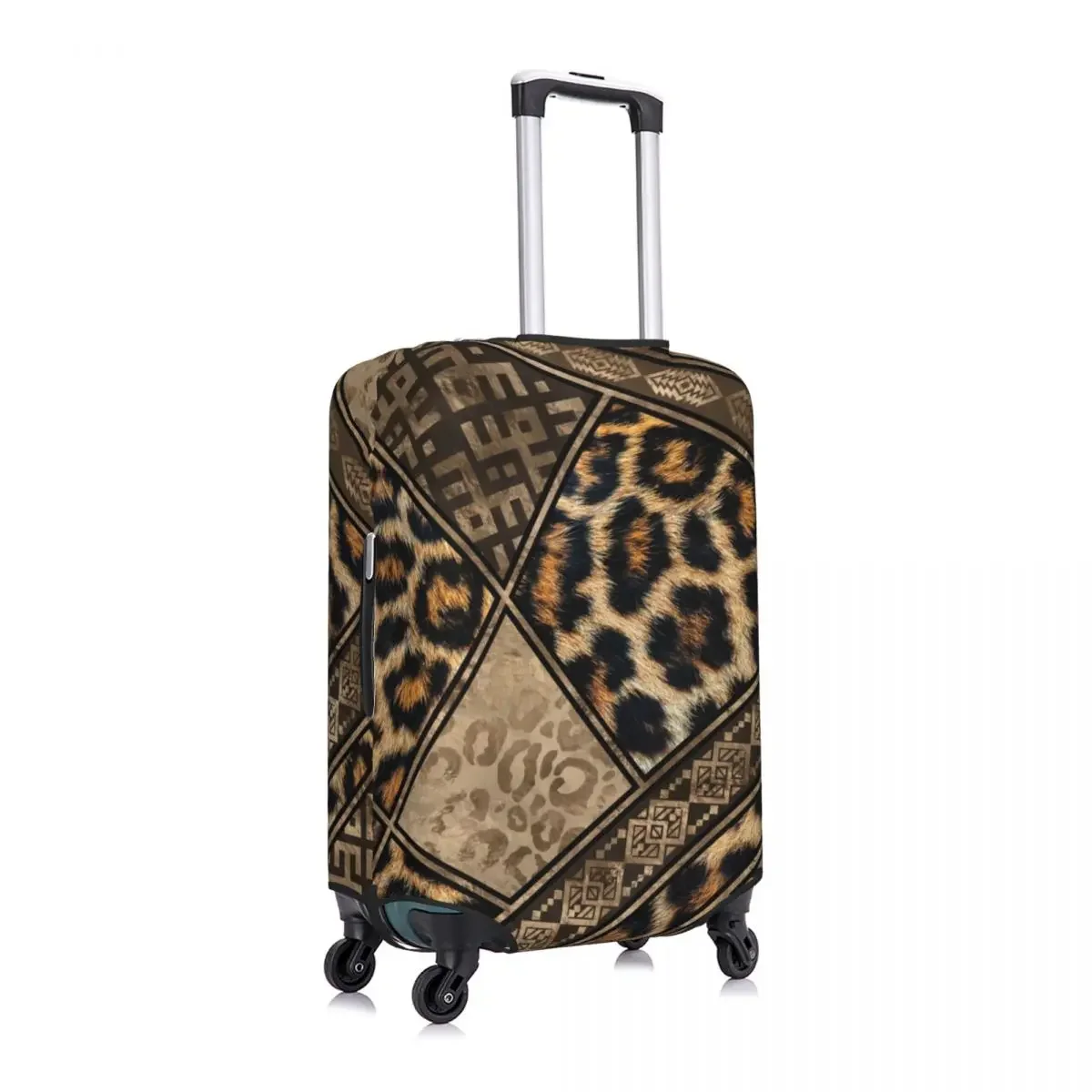 Custom Leopard Fur Ethnic Tribal Geometric Ornaments Luggage Cover Cute Animal Leather Texture Suitcase Protector Covers