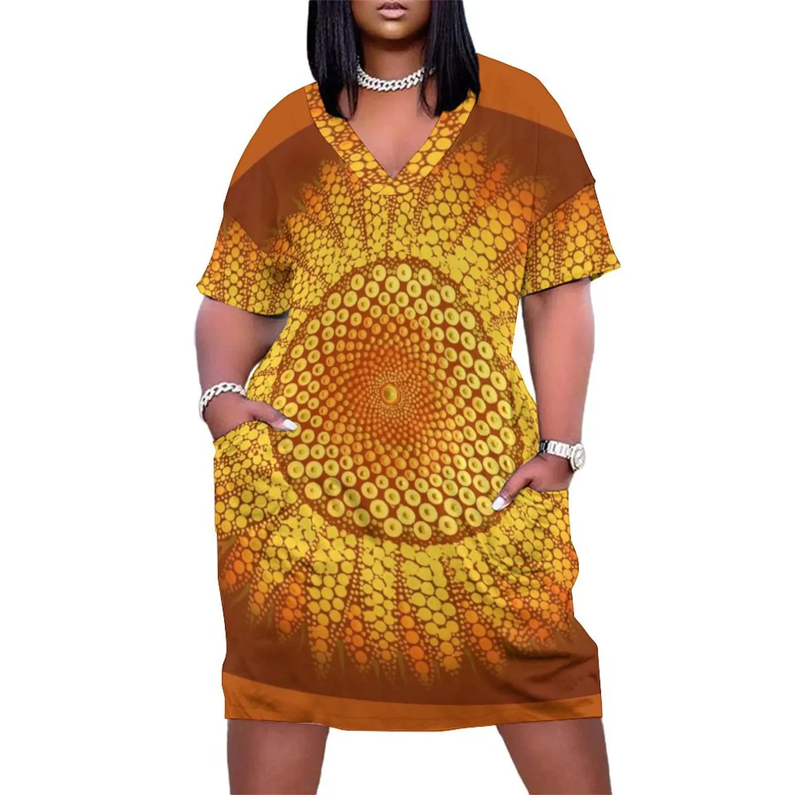 

I Spotted a Sunflower in Gold Loose Pocket Dress clothing women summer 2025 elegant dresses plus sizes evening dress ladies