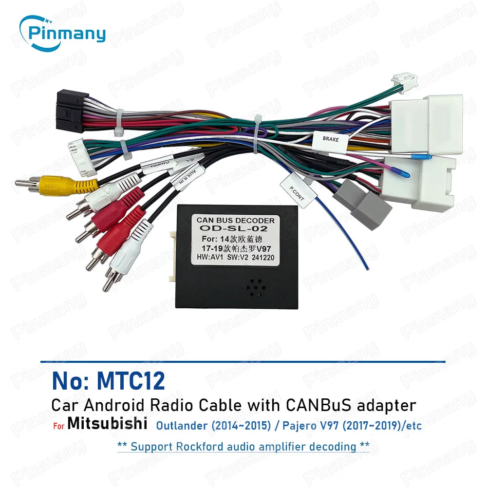 Car Radio Cable MTC12 Rockford Audio Decoder Power Wiring Harness Adapter CAN Bus Decoder for Mitsubishi Pajero V97 Outlander